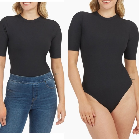 SPANX Suit Yourself Rib-Knit Short Sleeve Crewneck Bodysuit Size Small NEW - Picture 2 of 11